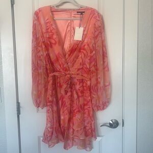 Alex Marie Pink and Orange Long Sleeve Dress